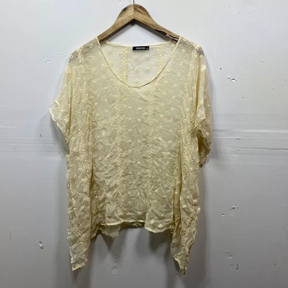 Dolce Cabo Silk Chiffon Embroidered Tunic Medium